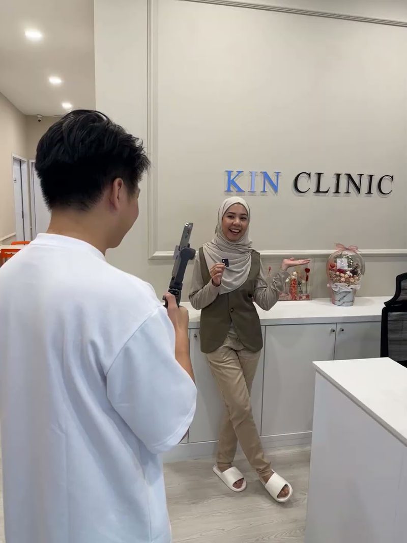 On location filming at a beauty clinic